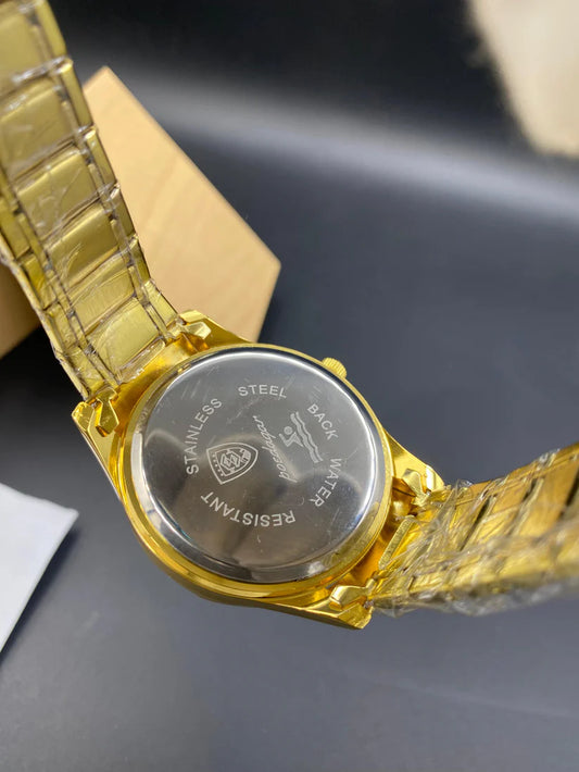 Luxury Stainless Steel Men's Watch – Roman Numerals, Day & Date Display